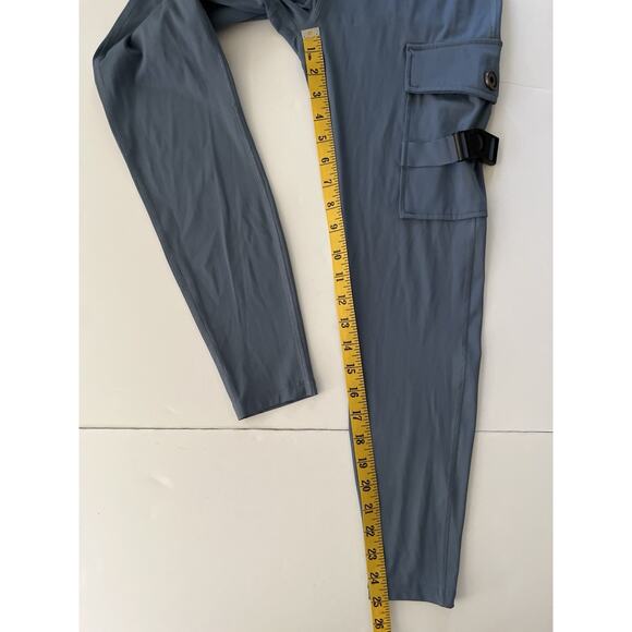 Firm Abs Leggings Women S Dusty Blue Cargo Pants Stretch Athleisure High Rise - Picture 8 of 10